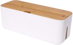 a white box with a wooden lid and handle on the bottom is shown in front of a white background