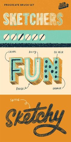 some type of lettering with different colors and font styles on it, including the words fun