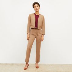 This chic suiting staple features clean lines, a slightly cropped hemline, an internal pocket, and strategically placed seams designed to flatter. Want to complete the suit? Shop all mix and match pieces in this fabric . Power Casual, Pre Fall Collection, Virtual Fashion, Straight Trousers, Suit Shop, Women Supporting Women, Mix And Match, Clean Lines, Capsule Wardrobe