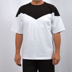 We have some wonderful two tone tees made in unusual patchwork designs. These white and black shirts are great for streetwear as well as your alternative fashion look. It's comfortable unisex wear is flattering for both men and women. Unique design will help you to show your personality. In our t-shirts use high-quality ring-spun cotton. T-shirts made from ring-spun cotton fabric are very airy, durable and easy to clean. * High quality Products * Fabric: 97% cotton, 3% Elastan; * Weight: 190 g/m Black Crew Neck T-shirt With Patchwork, Short Sleeve Patchwork Shirt For Streetwear, Patchwork Short Sleeve Shirt For Streetwear, White Patchwork Tops For Streetwear, Black Patchwork T-shirt For Streetwear, Black Cotton Patchwork Tops, Casual White Patchwork T-shirt, Short Sleeve T-shirt With Contrast Panels For Streetwear, Black Cotton T-shirt With Contrast Panels