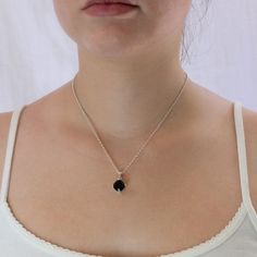 This Black faceted diamond-shaped Onyx necklace is the perfect piece for everyday wear. Set in a sterling silver claw, this gemstone enhances self-control, stimulates wise decision-making, and encourages happiness and good fortune. Allow this Onyx crystal necklace to help you become the master of your own future. Stone Origin: India Measures Approximately: 12 x 12 mm Materials: Hand Crafted 925 Polished Sterling Silver and adjustable Fine Belcher/Curb chain Please Note: If you would like to purc Onyx Crystal, Onyx Necklace, Self Control, Diamond Shaped, Good Fortune, Curb Chain, Chain Pendants, Decision Making, Diamond Shapes