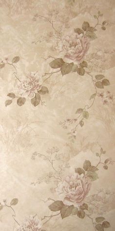 a wallpaper with flowers and leaves is shown in this image, it appears to be very old