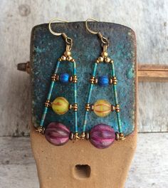 Boho Earrings,boho Chic Earrings,handmade Earrings,fashion Earrings,bohemian Earrings,czech Earrings,purple/yellow/blue Earrings,boho Women - Etsy Czech Beads Jewelry, Earrings Boho Chic, Boho Chic Earrings, Buy Earrings, Earrings Purple, Chic Earrings, Earrings Bohemian, Bohemian Earrings, Earrings Boho