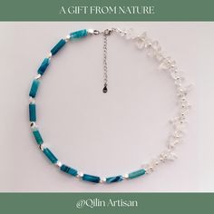 *Handcrafted Excellence: Each piece is meticulously handmade, ensuring a personal touch in every necklace. *Adjustable Size: Features a 14-inch (36 cm) choker length with a 5 cm extension chain for customizable fitting. *Exclusive Design: Designed exclusively by me, this necklace embodies the serene and refreshing vibes of the ocean, perfect for summer. Key Highlights of the "Ocean" Necklace: *Main Materials: This unique necklace is primarily made of blue banded agate cylindrical beads and raw c Adjustable Blue Necklace For Her, Adjustable Blue Necklace As A Gift For Her, Handmade Spiritual Shell Necklace Gift, Handmade Spiritual Shell Necklace As Gift, Spiritual Handmade Shell Necklace Gift, Minimalist Beaded Necklace For Gift, Handmade Blue Mineral Crystal Necklace, Turquoise Agate Beaded Necklaces As Gift, Turquoise Agate Beaded Necklace As Gift