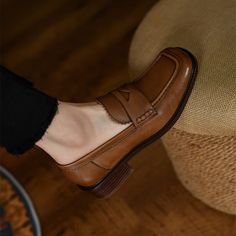 These loafers are designed in a timeless, minimal silhouette, so you'll be sure to wear them often. Made from soft leather, soft bottom that ensure all-day comfort. Wear yours with tailoring and denim alike. Color: Brown/BlackMaterial: Cow Leather in Brown and Horse Leather in BlackLining: pigskinInsole: pigskin（Unmovable）Sole: RubberHeels: 3 cm/1.18"Weight: 0.37kg Each Shoes (measured size 6)Fit: Medium to Wide, Runs Normal.Origin: Made in China Production Time: About 5-7 days (Any exceptional Fall Slip-on Tassel Loafers With Plain Toe, Classic Slip-on Platform Loafers With Closed Toe, Leather Slip-ons With Almond Toe For Fall, Timeless Leather Slip-ons For Work, Business Casual Almond Toe Loafers With Leather Footbed, Timeless Leather Slip-ons With Round Toe, Timeless Almond Toe Slip-ons For Work, Timeless Slip-on Tassel Loafers With Round Toe, Brogue Detail Slip-on Loafers For Work