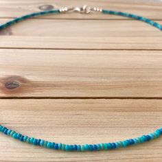 Blueberry Beaded Choker, Seed Bead Choker, Beach Choker, Dainty Necklace, Colorful Bead Choker, Seed Bead Necklace, Sterling Silver - Etsy Handmade Blue Turquoise Necklace For Summer, Blue Tiny Beads Choker For Summer, Beach Turquoise Heishi Beads Necklace, Handmade Adjustable Blue Turquoise Necklace, Blue Beaded Necklace With Spacer Beads For Summer, Blue Beaded Necklaces With Spacer Beads For Summer, Blue Turquoise Necklace With Tiny Beads For Jewelry Making, Blue Hand-strung Necklaces For Beach, Summer Blue Necklaces With Spacer Beads