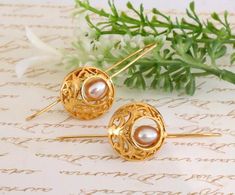 Wedding Accessories,Gold Pearl Earrings ,Gold Victorian Earrings, Bridal Gold Earrings,Bridal Pearl Earrings,Wedding Jewelry,Wedding Earrings.Victorian Pearl Drop Dangle Earrings.These exquisite Victorian pearl drop earrings are hand crafted in meticulous detail in 22K yellow gold plated.ornately decorated and set with a beautiful white pearl ( June Birthstone ). These gorgeous timeless Victorian earrings would make a wonderful gift and are sure to become a personal favorite to be cherished for Elegant Round Danglers With Pearl Drop, Yellow Gold Pierced Danglers For Wedding, Wedding Yellow Gold Danglers, Elegant Round Danglers For Celebration, Wedding Filigree Dangle Earrings, Wedding Filigree Dangle Danglers, Elegant Handmade Danglers For Anniversary, Delicate Pierced Pearl Earrings For Wedding, Teardrop Wedding Danglers