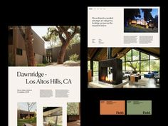 an article about the architecture of a house and its surrounding features are spread out in several different sections