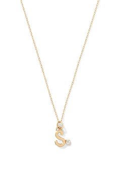 Wear your initials or spell out your favorite word with our 14K Yellow Gold Letter Necklace. Each letter is accented with a white diamond. Available in letters A-Z. It comes on an Alison Lou 14K Yellow Gold 16" Chain with an extension to 18". Due to the custom nature of this product, please allow 15 business days for production. Please note this piece is final sale. 14K Yellow Gold, Made in New York City Classic Yellow Gold Diamond Necklace With Initials, Classic White Gold Diamond Necklace Si Clarity, Classic White Gold Diamond Necklace With Si Clarity, Luxury Initial Pendant Name Necklace With Initials, Luxury Initial Pendant Name Necklace, Luxury Initial Pendant Necklace With Initials, Classic 14k Gold Initial Pendant Diamond Necklace, Classic Diamond Initial Necklace For Anniversary, White Gold Initial Pendant Necklace For Formal Occasions