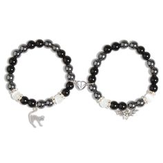 PRICES MAY VARY. Friendship Inspired Matching Bracelets: This inspired matching bracelets are in Cat women and Batman-themed, including a cat charm bracelet and bat charm bracelet, are connected by a heart-shaped charm, like you both, attract each other while come close. Couple Heart Charm Bracelets: This matching bracelets can make separated friends, couples or family members feel connected. Wearing these macthing bracelets, no matter where you are, no matter how far you go, you can feel togeth Black Heart Charm Bracelet For Friendship, Black Charm Bracelet For Valentine's Day Gift, Black Charm Bracelet Valentine's Day Gift, Valentine's Day Black Beaded Bracelet For Best Friend, Bracelet For Girlfriend, Bracelets Halloween, Matching Friendship Bracelets, Valentines Day Jewelry, Cat Charm Bracelet