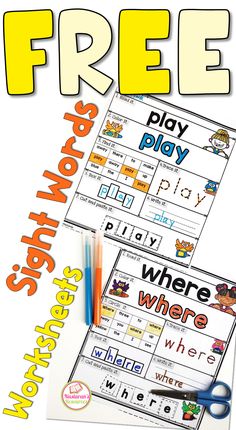 this is an image of free sight words worksheets for pre - k students