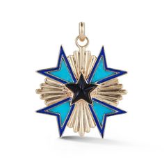 hover Luxury Vintage Charm Pendant Jewelry, Luxury Star Charm Pendant Jewelry, Enamel Star Charm Jewelry, Antique Enamel Charms Jewelry, Blue Star Charm Round Pendant Jewelry, Blue Round Pendant Jewelry With Star Charm, Enamel Medallion Amulet Jewelry, Enamel Charm Pendant Jewelry, Amulet Pendant Jewelry Souvenir