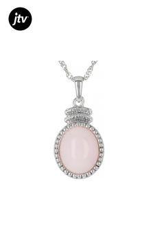 12x10mm Oval Cabochon Pink Opal Rhodium Over Sterling Silver Solitaire Pendant With 18"Singapore Chain. Measures Approximately 1.03"L x 0.50"W. 2.5mm bail. Lobster clasp with 2"extender. Pendant With Chain, Solitaire Pendant, Pink Opal, Oval Cabochon, Lobster Clasp, Singapore, Opal, Sterling Silver, Chain