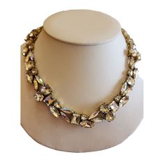 "Vintage J. Crew Spectacular Rhinestone Necklace (A2250) This vintage necklace signed J.Crew is a stunning piece made from gold-plated metal adorned with amazing clear glass rhinestones in various cuts. It's a classic accessory that adds a touch of elegance to any ensemble. Size: 16.5\" Color: Clear, gold Condition: Very good vintage Era: Circa 1960s Signed: J. Crew Please look at all the photos, as they are part of the description. I try my best to point out any flaws. Also please remember this is a preloved piece and may show signs of light wear, marks, scratches, etc. I will be posting a lot more jewelry, Keep checking back." Vintage J Crew, Wedding Jewellery Necklace, Rhinestone Necklace, Vintage Rhinestone, Vintage Costume Jewelry, Wow Products, Remember This, Vintage Costumes, Wedding Necklace