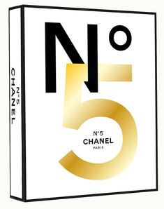 the book cover for no 5 chanel paris, with gold letters on white background