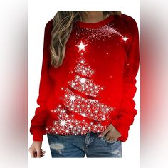 Womens Christmas Crewneck Sweatshirt Long Sleeve Lightweight Blouse Xmas Holiday Cute Tee Tops Product Details About This Item Fabric Type 65% Polyester, 35% Cotton And 5% Spandex Care Instructions Machine Wash Origin Imported Closure Type Pull On Cheap Women's Christmas T-shirt, Cheap Red Christmas Tops, Christmas Sweaters Dressy, Womens Christmas Blouses, Women’s Holiday Sweaters, Stylish Sweaters, Fleece Sweater, Vintage Elegant, Christmas Prints