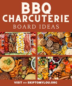 the bbq charcuterie board is displayed with different foods