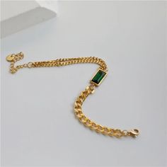 Gold tone Stainless Steel Eva Classic Emerald Jewelry Set from Glazd Jewels Trendy Green Stackable Jewelry, Modern Green Stainless Steel Jewelry, Everyday Luxury Green Jewelry, Trendy Green Chain Bracelet As Gift, Trendy Green Chain Bracelet For Gift, Green Stainless Steel Jewelry With Adjustable Chain, Emerald Jewelry Set, Emerald Chain, Emerald Set