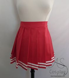 Knife Pleat Skirt with Stripe- This pleated skirt is made in a popular style for anime-style school uniform skirts. It is available in any size and color with one or two stripes. The skirt is made from high quality 100% cotton fabric and closes in the back with an invisible zipper. Add a Matching Face Mask to Your Order! The masks ship in 1-2 days and you can preview the fabric in your color preference. https://www.etsy.com/listing/788750961/washable-face-mask-layered-pleat-face The skirts are s Red Mini Skirt For Cosplay, Red Pleated Skirt For School In Spring, Cosplay Mini Pleated Skirt, Summer Cosplay Skirt, Cosplay Pleated Mini Skirt, Fitted Pleated Skirt For Cosplay, Fitted White Skirt For Cosplay, White Stretch Skirt For School, White Fitted Skirt For Cosplay