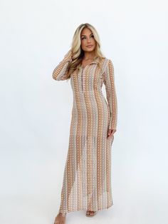 DI8349FO button up collar maxi dress Fore Collection Bohemian Sheer V-neck Maxi Dress, Fitted V-neck Maxi Dress For Beach, Stretch Long Sleeve Dress For Beach Cover-up, Spring Beach Mesh Maxi Dress, Long Sleeve Stretch Maxi Dress For The Beach, Summer Stretch Mesh Maxi Dress, Stretch Mesh Maxi Dress For Summer, Stretch Summer Mesh Dress Maxi Length, Fitted Maxi Dress For Beach In Fall