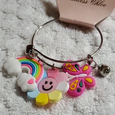 Kids Charm Bracelet - Stainless Steel (Rainbow) - $15 - Nwt. Novelty Multicolor Charm Bracelet For Birthday, Cute Rainbow Charm Bracelet For Gift, Cute Rainbow Charm Bracelet As Gift, Adjustable Pink Jewelry With Cute Design, Adjustable White Jewelry With Cute Design, Trendy Multicolor Nickel Free Charm Bracelet, Trendy Multicolor Nickel-free Charm Bracelet, Cute Hypoallergenic Multicolor Jewelry, Cute Multicolor Hypoallergenic Jewelry