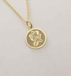 14K Real Solid Gold rose gold necklace ● Material of pendant: Solid Gold 14k ( REAL GOLD ) ● Metal Stamp: 14L ( REAL GOLD ) ● The pendant is available in 6 sizes: - 14,0 mm / 0,55 inches ( Diameter ) In the photos - 15,3 mm / 0.60 inches ( Diameter ) - 16,5 mm / 0,65 inches ( Diameter ) - 19,1 mm / 0,75 inches ( Diameter ) - 21 mm / 0,82 inches ( Diameter ) - 23 mm / 0.90 inches ( Diameter ) ( In the photos the size is 14mm / 0.55 inches Diameter ) ( Jump Ring inner diameter: 4 mm ) ● Material O 14k Rose Gold Jewelry With Flower Charm, Elegant Gold Charm Necklace With Rose Design, Rose Gold Necklace With Flower Pendant And Roses, Rose Gold Necklace With Flower Pendant, Rose Gold Flower Pendant Necklace With Roses, Rose Gold Charm Necklace With Flower Pendant, Dainty 14k Gold Rose Colored Jewelry, Dainty 14k Rose Gold Jewelry, 14k Gold Rose-colored Jewelry With Rose Design