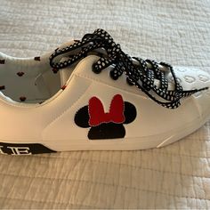 Nwt Minnie Mouse Sneakers. Women’s Size 9 1/2 But Fits More Like A 10never Worn Only Tried On Once. These Are A Perfect Addition To Your Disney Park Vacation This Summer Red Minnie Mouse Converse, Mini Mouse Costume Shoes, Mini Mouse Shoes For Women, Vans Floral Shoes, Leather Keds, Black Air Force 1, Casual Tennis Shoes, All Star Lugged, Converse Run Star Hike