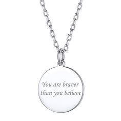 PRICES MAY VARY. Cute Disc Coin Necklace.Dimension: 0.59"x0.59"(15mm),thickness:1.2mm.Material: pure 925 sterling silver, good to health. Mothers Day/anniversary / back-to-school season / BFF gifts / Couple Necklaces / Boyfriend girlfriend gift: Personalize this beautiful necklace to your liking. There are a number of ways these disc /heart / dog tags necklace can be engraved. We can engrave initials, names, dates, roman numerals, short quotes, small symbols etc. on this necklace. How to customi Minimalist Engraved Silver Necklace, Silver Minimalist Engraved Necklace, Minimalist Stainless Steel Necklace For Father's Day, Minimalist Silver Jewelry With Engraving Option, Silver Stainless Steel Jewelry With Engraving Option, Inspirational Silver Adjustable Necklace, Inspirational Silver Jewelry For Father's Day, Personalized Sterling Silver Clavicle Chain Charm Necklaces, Minimalist Silver Stainless Steel Charm Necklaces