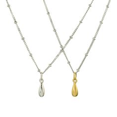 Minimalist design, effortless everyday style. This teardrop necklace features a solid sterling silver teardrop or Vermeil pendant that moves freely from an antiqued sterling silver chain.Pendant size: 1/2 inchTotal length: 16 inches 18 inches 20 inches Materials: Sterling Silver or VermeilWhat is Vermeil: Vermeil is a quality product that consists of a base of solid sterling silver coated on all significant surfaces with a gold alloy of not less than 10 karat fineness and is at least 2.5 microme Silver Chain Pendant, Gold Alloys, Silver Coat, Teardrop Necklace, Teardrop Pendant, Sterling Silver Necklace Pendants, Chain Pendant, Sterling Silver Chain, Everyday Style