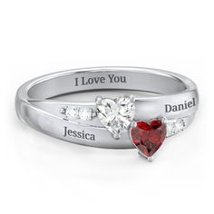 Sterling Silver Double Heart Gemstone Ring with Accents | Jewlr Valentine's Day Silver Heart Birthstone Ring, Silver Heart-shaped Birthstone Ring Gift, Heart-shaped White Gold Birthstone Ring For Valentine's Day, Heart-shaped Sterling Silver Birthstone Ring For Valentine's Day, Silver Cubic Zirconia Birthstone Ring For Valentine's Day, Valentine's Day Heart-shaped Sterling Silver Birthstone Ring, Silver Heart-shaped Birthstone Ring For Mother's Day, Heart Shaped Silver Birthstone Ring For Mother's Day, Silver Heart Birthstone Ring For Mother's Day