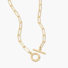 Treat yourself to something special with our Colette Charm Toggle Necklace. Crafted with a paperclip chain and romantic charms dangling from it, this piece will add a touch of glamour and style to your look. Add a touch of femininity to your day with this unique and eye-catching accessory. Available in 14k gold plated brass Chain width: 5mm 17.5" elongated link paperclip chain 1/2" hinge clasp Toggle closure SKU: BYN1277 Gold Toggle Necklace, Chic Toggle Necklace With Paperclip Chain As Gift, Chic Toggle Necklace With Paperclip Chain For Everyday, Chic Everyday Toggle Necklace With Paperclip Chain, Elegant Paperclip Charm Necklaces For Everyday, Elegant Link Chain Necklace With Toggle Clasp, Chic Toggle Necklace As A Gift, Gold Chic Toggle Necklace With Paperclip Chain, Gold Toggle Necklace With Paperclip Chain