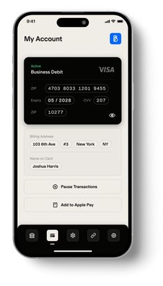 an iphone showing the visa card on its screen