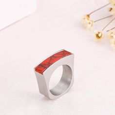 MATERIALSMetal Type: Stainless SteelPlating: 18k White, Yellow GoldSurface Width: 8mmStyle: BohemiaRing Type: Cocktail RingFine or Fashion: FashionRing Size: 3-15 US (half sizes available. Request size.) Modern Red Ring Jewelry, Modern Red Jewelry For Wedding, Modern Red Open Ring, Modern Red Wedding Rings, Modern Stainless Steel Couple Rings For Gift, Stone Rings For Women, Diamond Carat Size, Cvd Diamond, Finger Rings