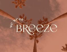 three palm trees with the words we are breeze written in front of them on a pink background