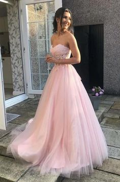 Rose Colored Prom Dress, Pink Gown Prom, Prom Queen Aesthetic Pink, Pink Prom Dresses Off The Shoulder, Princess Prom Dresses Pink, Pink Prom Dresses Princess, Prom Dresses Pastel Pink, Quinceañera Dresses Pink, Light Pink Grad Dress