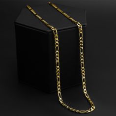 Biker Jewelry Shop Stainless Steel 18K Gold Plated Figaro Chain Necklace Mens Chain Designs, Stainless Steel Figaro Chain Necklace, Gold Figaro Chain, Mens Chain, Figaro Chain Necklace, Biker Jewelry, Necklace Collection, Gift Sets For Women, Figaro Chains