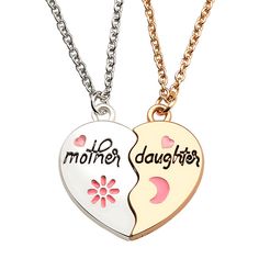 two necklaces that say mother and daughter