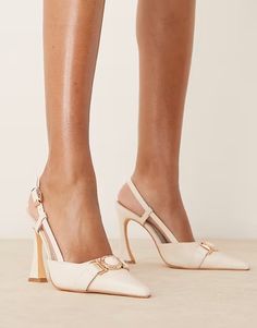 Glamorous slingback heeled shoes in cream | ASOS Cream Slingback Heels, Cream Heels With Heel And Ankle Strap, Beige Slingback Pumps With Wrapped Heel And Ankle Strap, Cream Slingback Pumps For Party With Closed Toe, Cream Slingback Pumps With Ankle Strap For Party, Beige Wrapped Heel Slingback Pumps For Party, Chic Cream Slingback Pumps With Buckle, Beige Block Heel Slingback Pumps For Party, Cream Closed Toe Slingback Pumps For Party