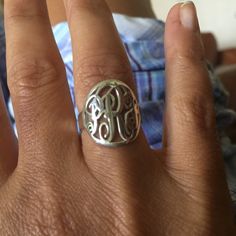 Monogram Initial Ring Circle Custom Made Ring with any | Etsy Classic Silver Initial Ring With Monogram, Silver Elegant Monogram Initial Ring, Elegant Silver Monogram Initial Ring, Sterling Silver Monogram Rings, Classic Silver Monogram Ring, Elegant Silver Monogram Rings, Classic Silver Ring With Monogram, Personalized Silver Signet Ring With Initials, Silver Monogram Engraved Promise Ring