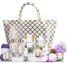 Gift Baskets for Women Spa Gifts for Women 15pcs Lavender Home Spa Kit for Women Gifts Spa Luxetique Bath and Body Gift Sets Tote Bag Gifts for Women Birthday Gifts for Her Mothers Day Gifts for Mom Features & details [Natural Spa Gift Set] - Our bath gift basket is formulated with natural ingredients, Sunflower Seed Oil, Vitamin E and Lavender Essential Oils, which moisturize the body. [Lavender Massage Oil] - Our lavender massage oil blended to the natural oil, enriched with lavender oils to create a romantic aroma. [Beautiful Handmade Gift Bag] - Our beautiful decorative bag of bath products is perfect as a gift. The cloth box can be used in many different ways such as storing a variety of items in a powder room, bathroom or bedroom. [Pampering 15pc Home Bath Set] - Bathing with a fragr Lavender Gift Basket, Beauty Gift Basket, Lavender Massage Oil, Bath Gift Basket, Bath And Body Gift Set, Spa Basket, Lavender Spa, Salt Bath, Bad Set