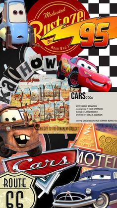 the cars movie poster has many different logos