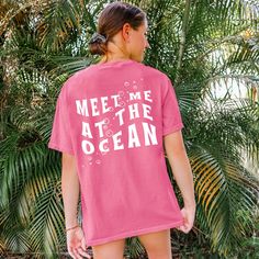 Get ready to be OBSESSED with your new Ocean shirt. It's the cutest and most trendy way to emit all those beachy vibes! This is the perfect coconut girl tshirt! Great as a gift! * Q U I C K * F A C T S * ✺ 100% preshrunk cotton ✺ Wash and dry normally inside out (on cool for best results) * S I Z I N G * ✺Comfort Colors C1717 ✺ Sizing is unisex so runs like men's, though not overly large ✺ Most women find their typical size works best, since they are meant to fit a touch loose ✺ See size guide in photos for more info * S H I P P I N G * T I M E S * ✺ Our items are individually made with love for each of our buyers. Because of this, our processing time is 2-5 business days (depending on order volume) plus transit time, but typically much faster. We know our customers want their items as qui Short Sleeve Shirt For Beach Vacation, Summer Cotton T-shirt For Beach Party, Pink Short Sleeve T-shirt For The Beach, Short Sleeve Shirt For Beach Season, Trendy Pre-shrunk Shirt For Vacation, Cute Summer Beach T-shirt, Cute Pink T-shirt For Beach Season, Beach Party Short Sleeve Shirt, Summer Short Sleeve Shirt For Beach Party