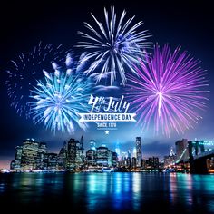 fireworks are lit up in the night sky over a cityscape with skyscrapers