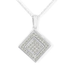 80-7205W Rhombus Shape, Jewelry Essentials, Cluster Pendant, Diamond Cluster, Round Cut Diamond, Sterling Silver Necklaces, Lab Grown Diamonds, Jewelry Gifts, Jewelry Collection