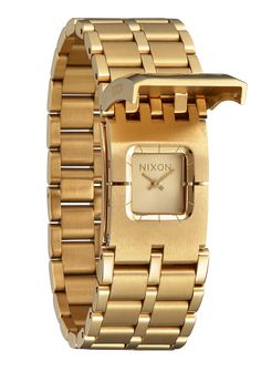 The Nixon Confidante Stainless Steel Gold Dial Womens Watch A1362-502-00 offers a luxurious timepiece with a classic combination of polished steel and gold. Its reliable Japanese quartz movement ensures accuracy and lasting performance, while its stainless steel case and mineral crystal face add extra quality and protection. Nixon Watch, Gold Watches, Elegant Bracelet, Plot Twist, Silver Shoes, Fine Jewelry Designers, She Likes, Watch Model, Nixon