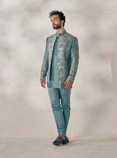 Jatin Malik-Chateau Grey Short Jacket Set-INDIASPOPUP.COM Jatin Malik, Indian Wedding Clothes For Men, Sherwani For Men Wedding, Wedding Kurta, Wedding Kurta For Men, Groom Dress Men, Kids Ethnic Wear, Gents Kurta, Sherwani For Men