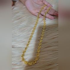 24k Dubai Gold Plated Long Chain. Good Quality Leaf Chain. Approximately 30-33 Inches Long Long Gold Chain Designs For Women, Diamond Small Necklace, Long Chains Indian Gold, Gold Small Necklace, Long Chain Designs Gold, Gold Necklace Set Design, Gold Necklace Set Indian, Diamond Necklace Set Indian, Small Diamond Necklace