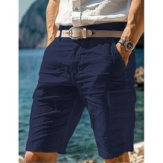 Season:Summer; Fabric:Linen Cotton Blend; Gender:Men's; Style:Designer,Fashion; Occasion:Holiday,Daily,Casual; Details:Belt Not Included; Fit Type:Regular Fit; Function:Breathable,Comfort; Waistline:Mid Waist; Pattern:Plain; Design:Multi Pocket,Straight Leg; Brand:OUKU; Pants Type:Shorts,Beach Shorts,Cargo Shorts,Linen Shorts,Summer Shorts; Fly Type:Zipper,Button; Front page:FF; Listing Date:05/05/2024; Hips:null; Length:null; Waist:null; Fit US Size:null; Fit UK Size:null; Fit EU Size:null; Pants Length:Knee Length Solid Color Summer Cargo Shorts For Outdoor, Solid Color Shorts For Beach Vacation, Summer Beach Shorts With Pockets, Solid Bermuda Bottoms For Vacation, Casual Solid Color Shorts For Vacation, Summer Vacation Shorts With Pockets, Vacation Shorts With Pockets For Beach Season, Summer Beachwear Bottoms With Pockets, Summer Vacation Solid Color Shorts