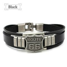 Route 66 Bangle Leather Beaded Hand Chain Buckle Bracelet Leather Wristband Leather Biker Bracelet Brand New Meticulously Hand Crafted Dimension Description:Length 21mm/Adjustable Weight: 41 Gram Vintage Titanium Steel Punk Bracelet Hip Hop Leather Wristband Wipe With Soft Cloth To Clean. Do Not Immerse In Water. Classic Black Bracelets With Wrist Strap, Classic Black Bracelet With Wrist Strap, Vintage Adjustable Leather Strap Wristband, Black Metal Biker Jewelry, Biker Style Black Metal Jewelry, Black Leather Strap Punk Bracelets, Vintage Black Leather Bracelet For Gift, Vintage Black Leather Bracelet As Gift, Vintage Black Bracelet With Leather Strap