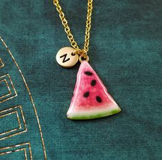 Watermelon Necklace Watermelon Jewelry Watermelon Slice Fruit Charm Necklace Pendant Necklace Initia Adjustable Watermelon Colored Jewelry For Gifts, Adjustable Watermelon Colored Jewelry Gift, Adjustable Watermelon Colored Jewelry As Gift, Nickel-free Pendant Charm Necklace For Best Friend, Nickel-free Pendant Charm Necklaces For Best Friend Gift, Nickel Free Pendant Charm Necklace For Best Friend, Nickel Free Adjustable Initial Pendant Jewelry, Adjustable Nickel Free Initial Pendant Jewelry, Handmade Watermelon Colored Jewelry For Gift